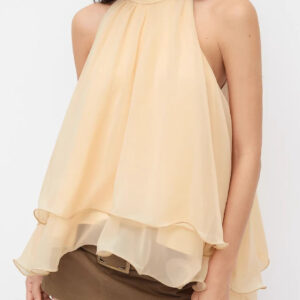Loose Chiffon Ruffle Flowy Halter Top