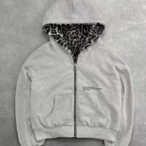 Reversible Vintage Leopard Zipper Hoodie